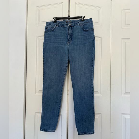 Lee Women’s Relaxed Straight Leg High Rise Instantly Slims Blue Jeans Size 16 - Picture 2 of 7